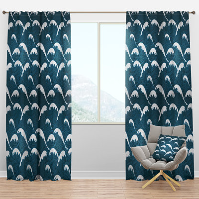 Waves Pattern - Nature Curtain - Velvet Room darkening - 1 panel