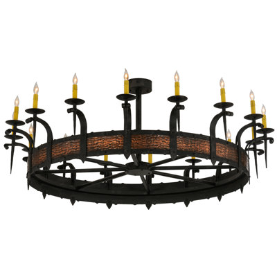 Lustre de roue de style bougie 16 lumières façon bougie Knighton