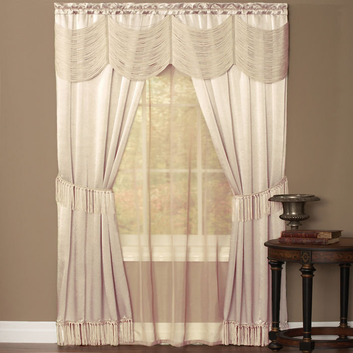 Mortimer Semi Sheer Curtain Pair, 56" W x 63" L, Ivory