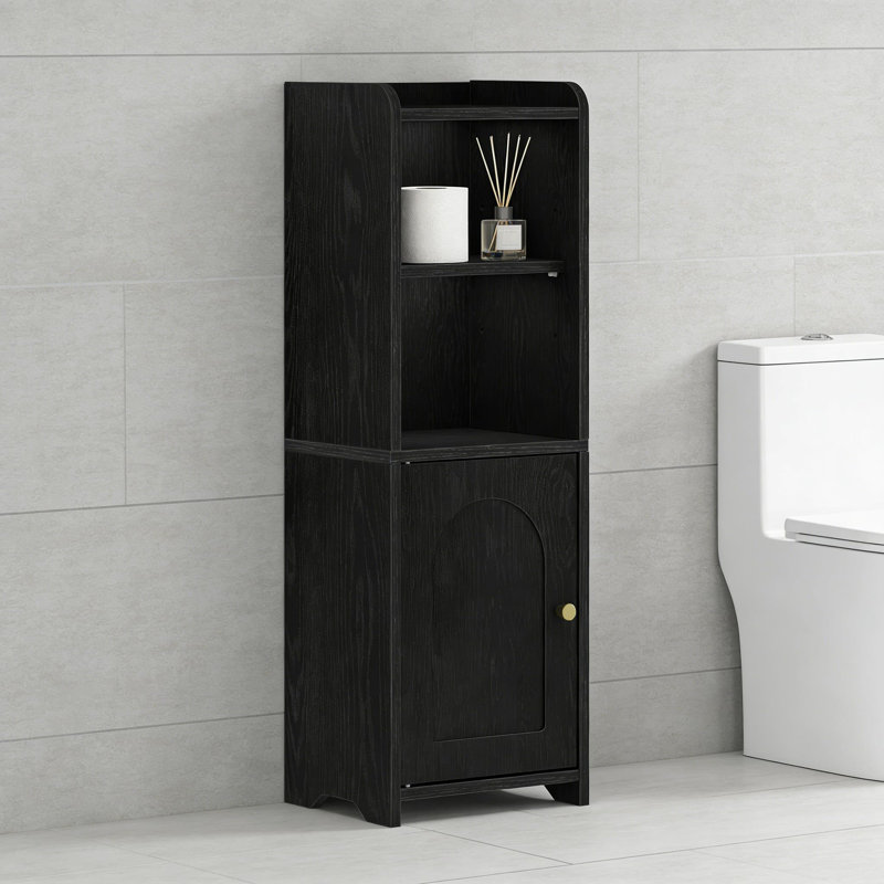 Bathroom Storage Cabinet With Doors, Adjustable Shelf Corner Floor Cabinet, Narrow Toilet Paper Organizer For Small Spaces, Water-Resistant Bathroom Furniture