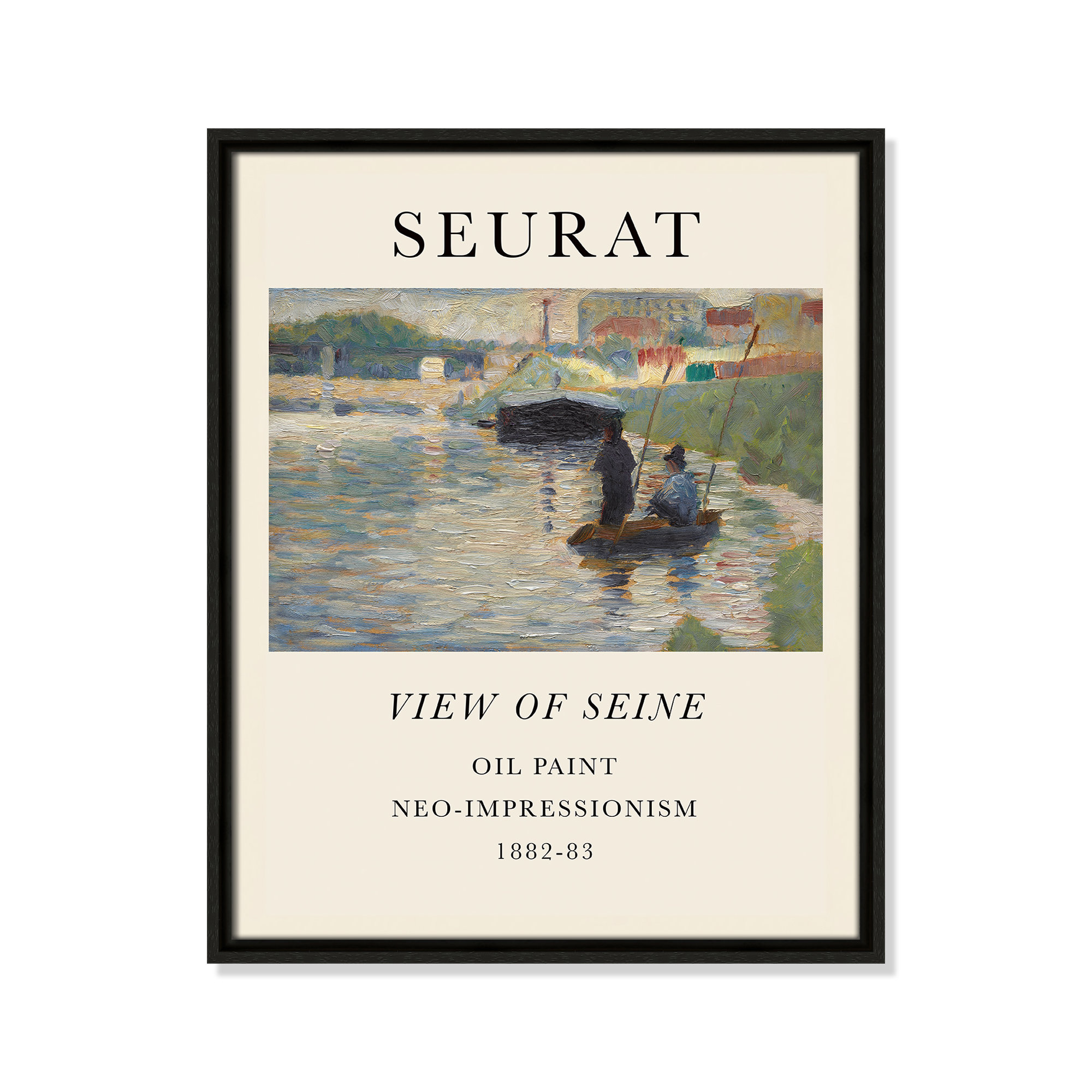 View Of Seine by Georges Seurat, 21.5" H x 17.5" W x 2" D, Espresso Floater Frame, No