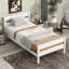 Lit simple avec tête et pied de lit, lit en bois d'hévéa-804147742