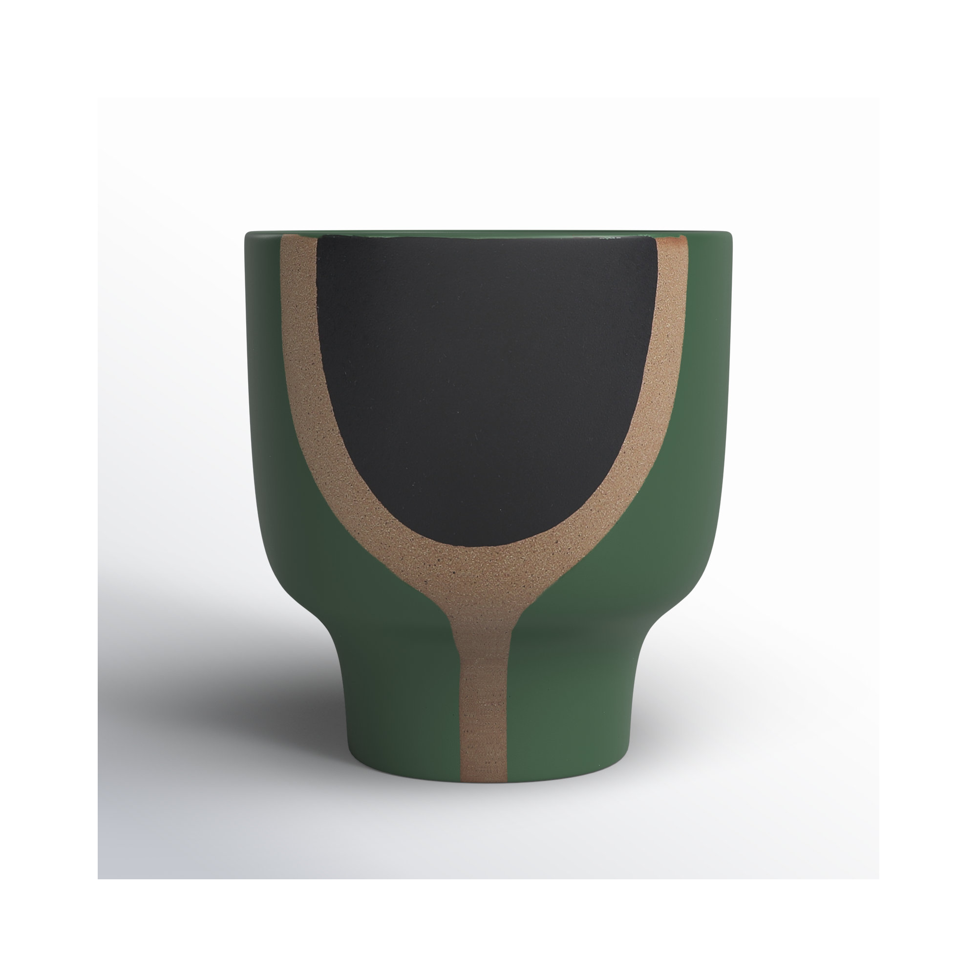 Sagebrook Home Haynes Ceramic Elegant Indoor Planter - Uplift Your Space with Greenery, Green/Beige/Black