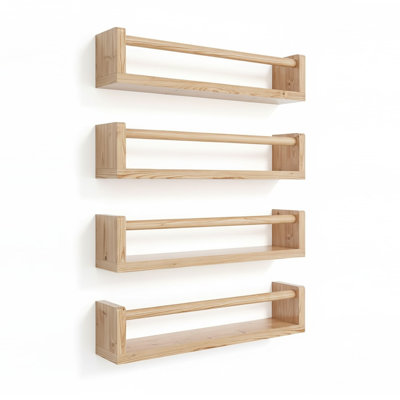 Nursery Wall Bookshelf Set of 4, Floating Bookshelves