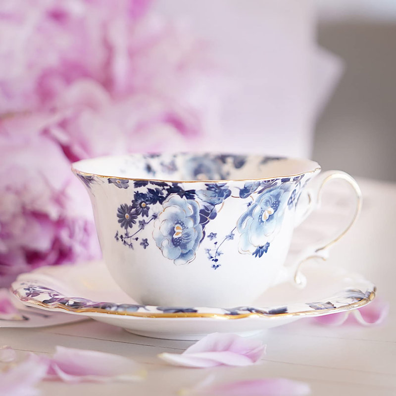 Ensemble de 4 tasses à thé et à café en céramique avec soucoupes, ensemble de tasses à thé en porcelaine classique