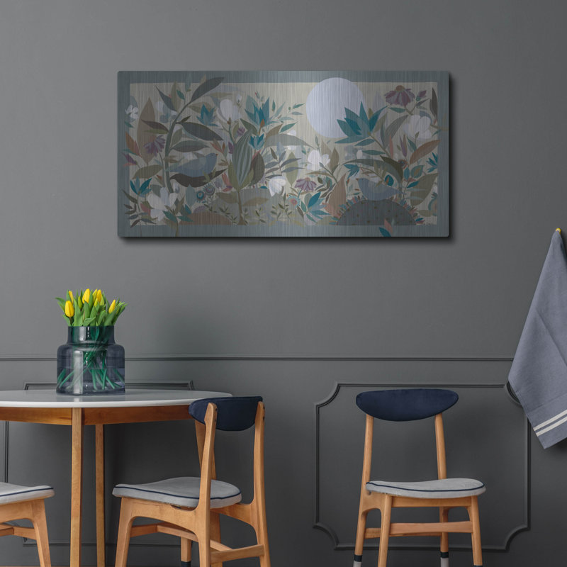  «Deux oiseaux dans un jardin» par Sue Davis, art mural en métal, 48 po x 24 po, H 24 po x l 48 po