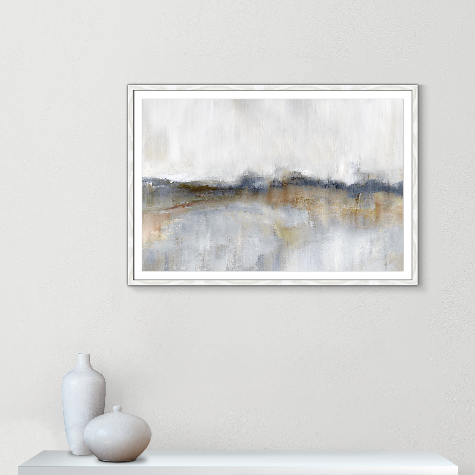 Autumnal Tide by Nan, 29.5" H x 41.5" W x 0.75" D, White Framed
