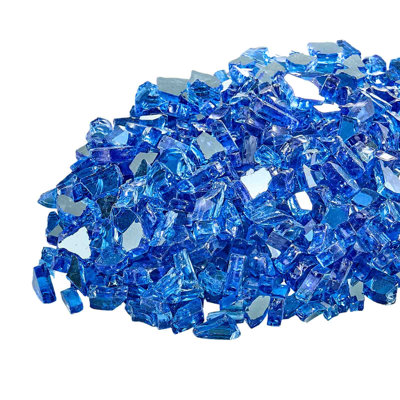 Fire Glass, 10LBS / 4.5KG High-Temperature Resistant Fireplace Rocks, 1/4-Inch / 6.35 mm Reflective & Smokeless Firepit Glass Rock, High Luster Stone Landscaping for Fire Pit Table, Cobalt Blue
