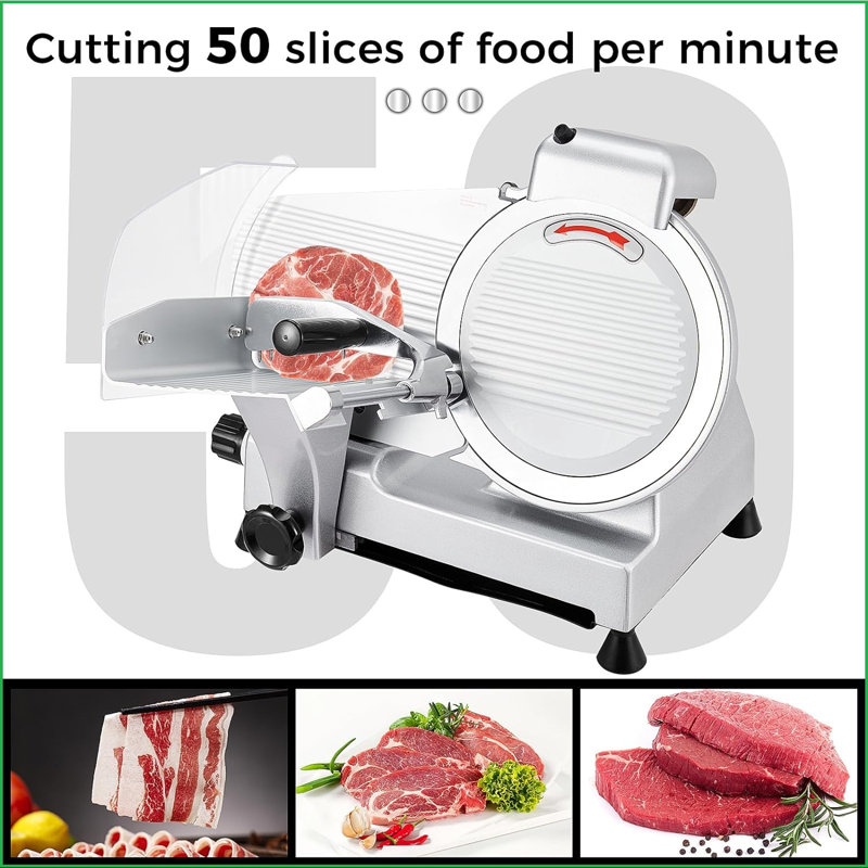 Silver 10" Electric Meat Slicer with Alloy Steel Blade
