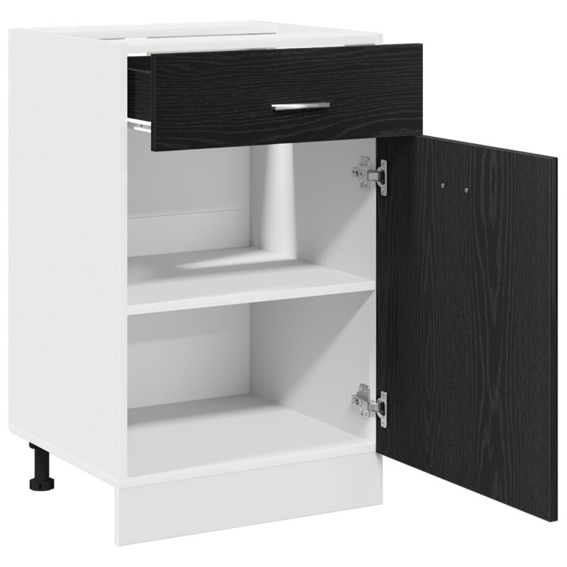 Kitchen Cabinet Black Oak Engineered Wood, 81.5cm H x 50cm W x 46cm D