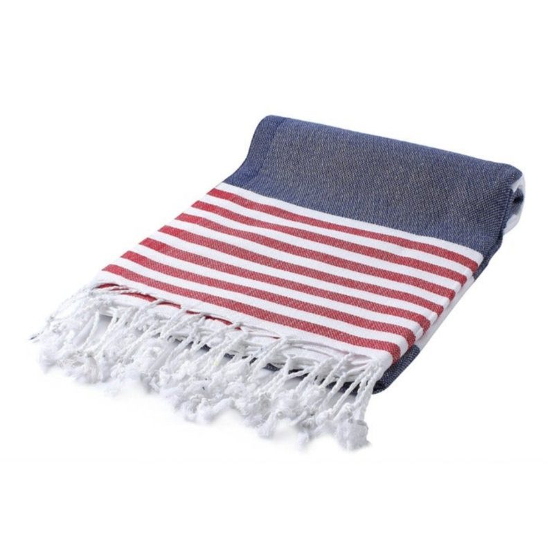 Serviette de plage Mahika, Bleu / Rouge / Blanc