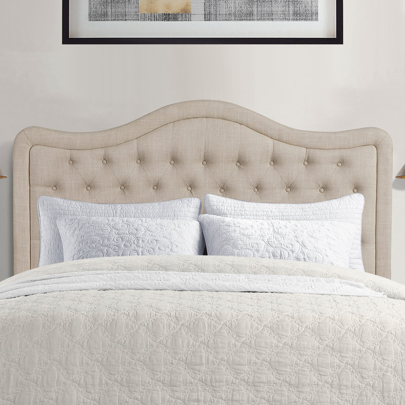 Upholstery Adjustable Headboard with Fine Linen  and Button Tufting for Bedroom, King, Beige