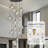 Modern Foyer Chandelier For High Ceilings, 7 Light Geometric Staircase Chandelier Black Metal Cage Pendant Light, 157" Long Spiral Hanging Light Fixture For Living Room Dining Room Entryway-599304005