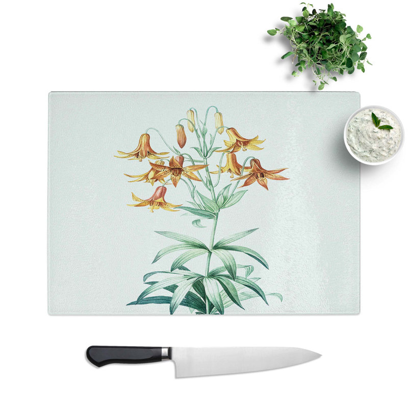 Tempered Glass Canada Lily Flowers Chopping Board, 28.5 cm W x 20 cm L