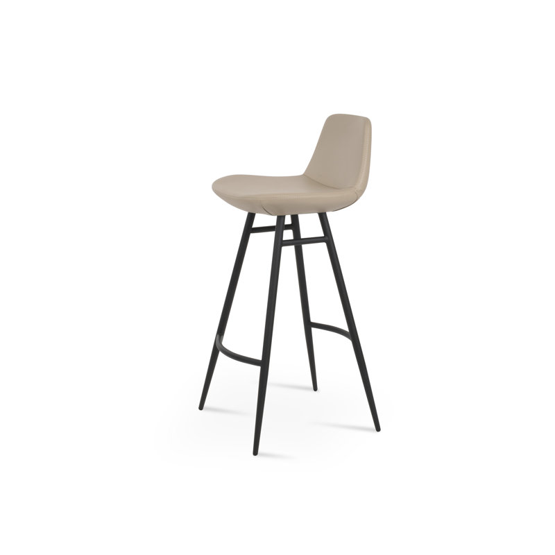 Tabouret de comptoir Pera Galata au fini noir, Similicuir blé PPM