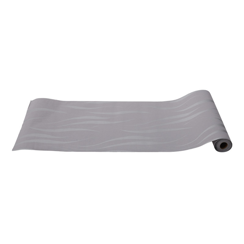 Silver Grey 3D Curved Stripe Prepasted Wallpaper