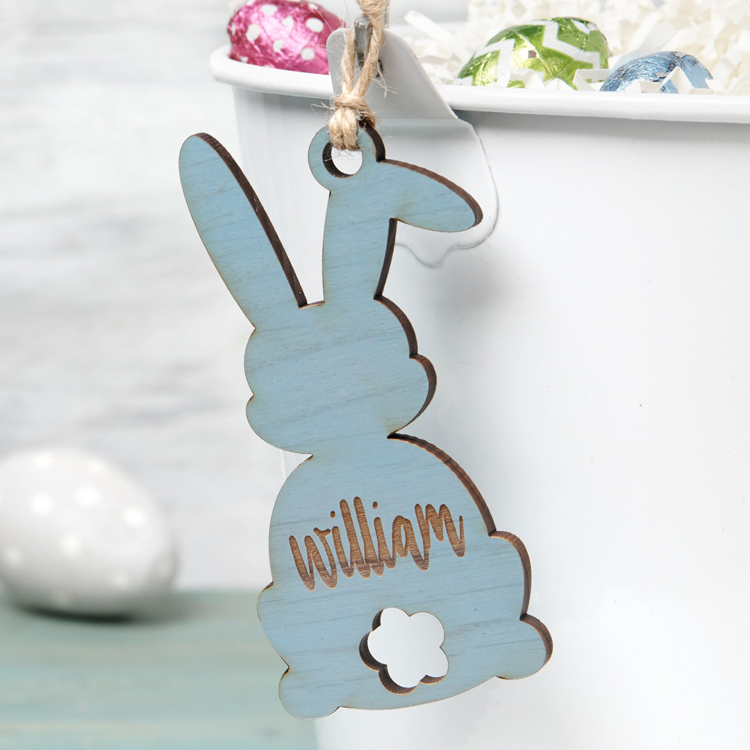 Easter Bunny Name Personalized Wooden Stain Tag Personalization Mall 