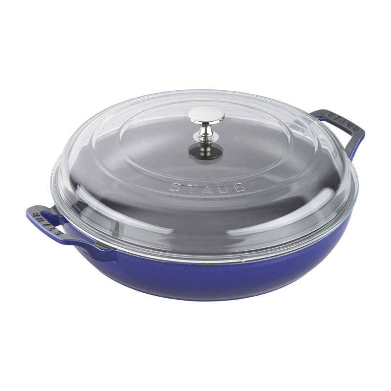 Cast Iron 3.59-qt Braiser with Glass Lid, Dark Blue