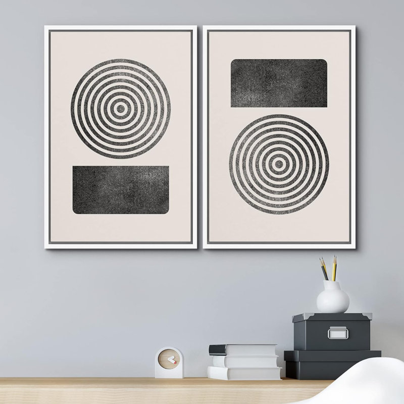 Mid-Century moderne boho Mid Century, H 24 po x l 32 po x P 1,5 po, Cadre flottant blanc