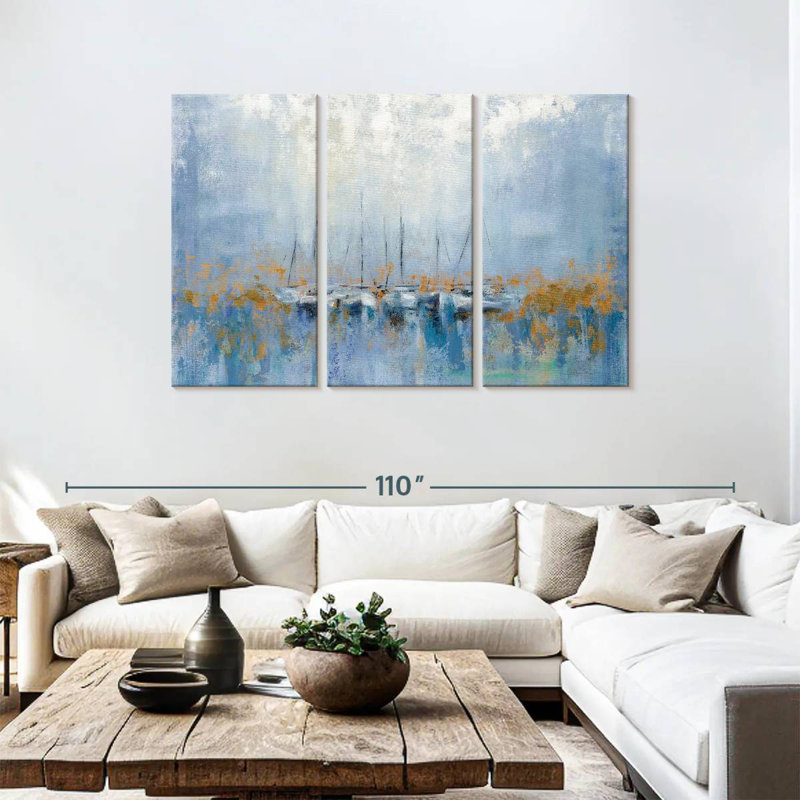 Mehar Abstract Boats In The Harbor I, 48" H x 74" W