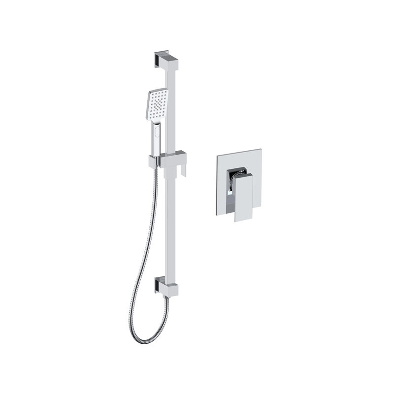 Ensemble de douche Valenso avec douchette sur rail et coude intégré, Chrome