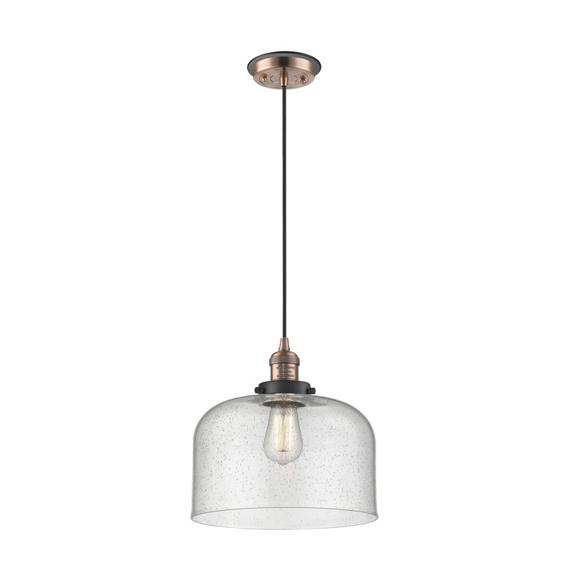 Lattimer 1 - Light Single Pendant, Seedy, Antique Copper with Matte Black accents