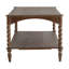 Table basse 47 x 22 x 18,5 po en bois brun rustique avec pieds en spirale tournés et tablette inférieure