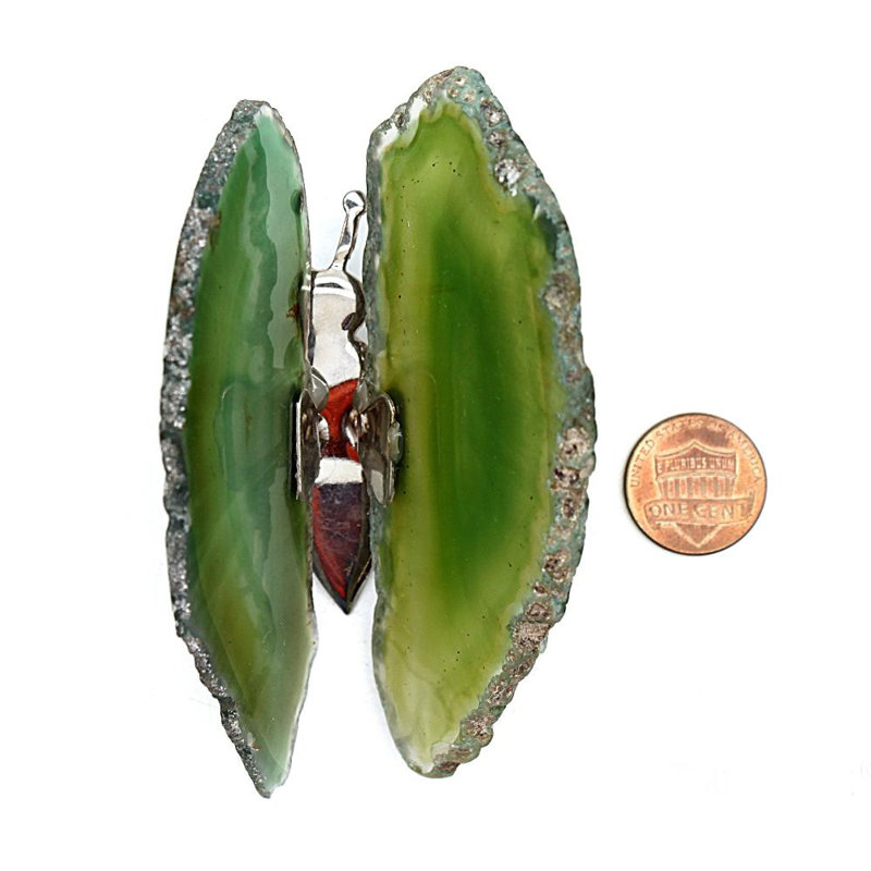 Desriee Agate Slice Butterfly Figurine, Green