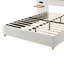 Lit plateforme tapissier en velours avec prises de courant, ports USB, oreiller et tablettes Daxton-125986691