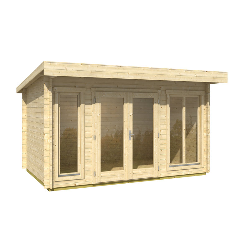 Lasita Cambridge 13 x 9 Ft. Pent Roof Log Cabin With Double Glazing (28mm)