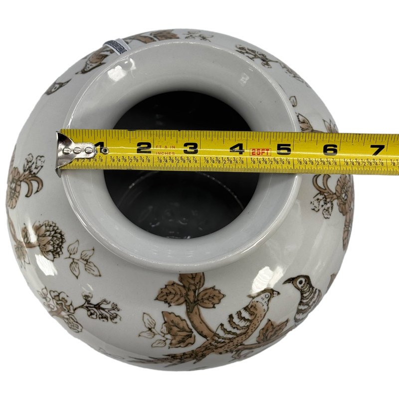 Vase chinoiserie en céramique brune de 10 po