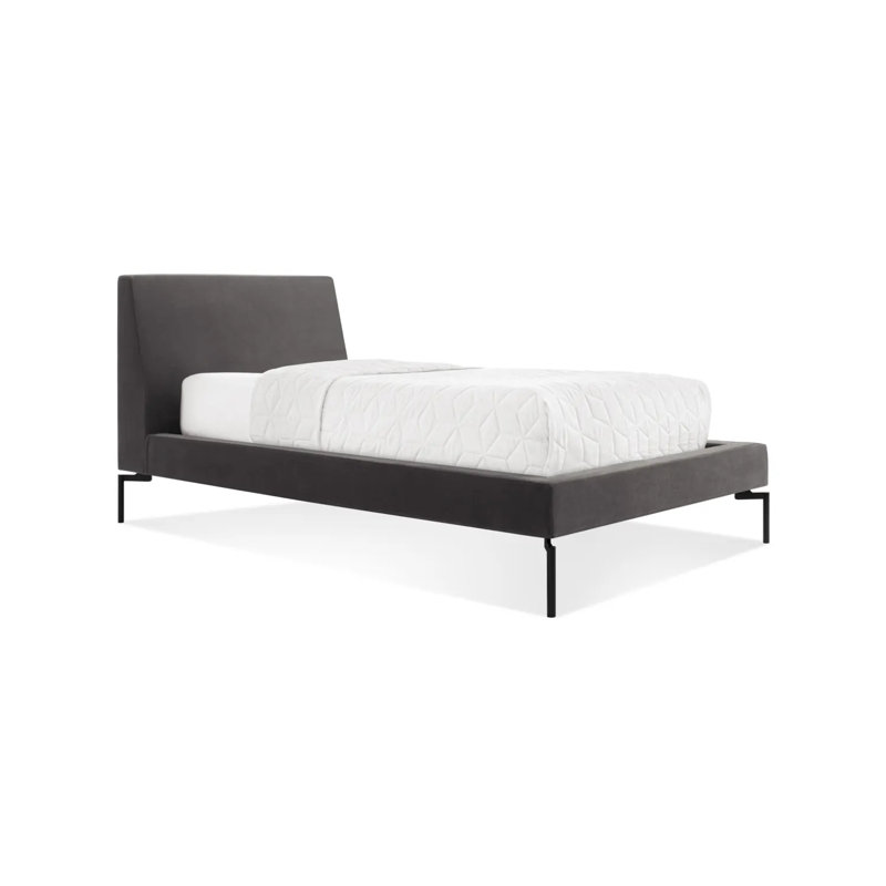 New Standard Upholstered Platform Bed, Twin, Storm Velvet/Black