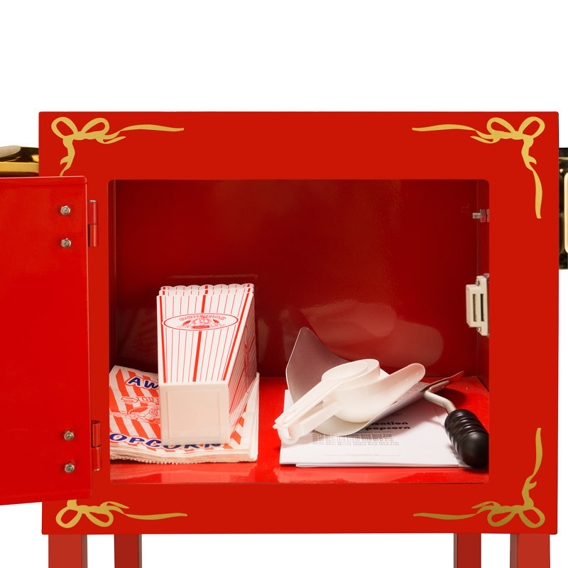 Great Northern Popcorn 8 Oz.  Popcorn Machine with Cart, Red