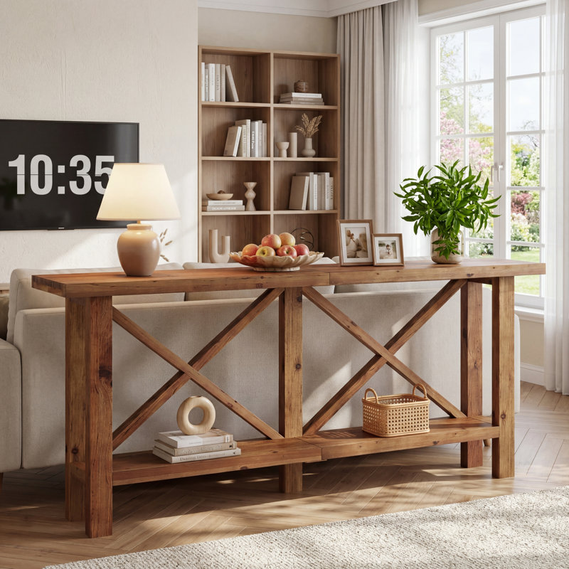 70.9'' Solid Wood Console Table with Storage for Entryway