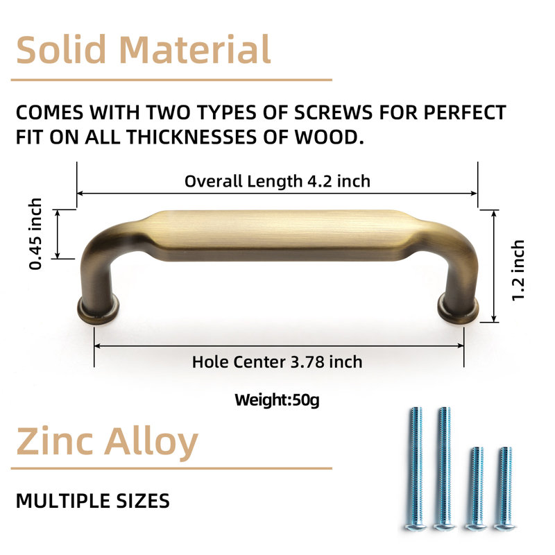 3 3/4" Center Bar Pull Multipack, Brushed Brass Bronze