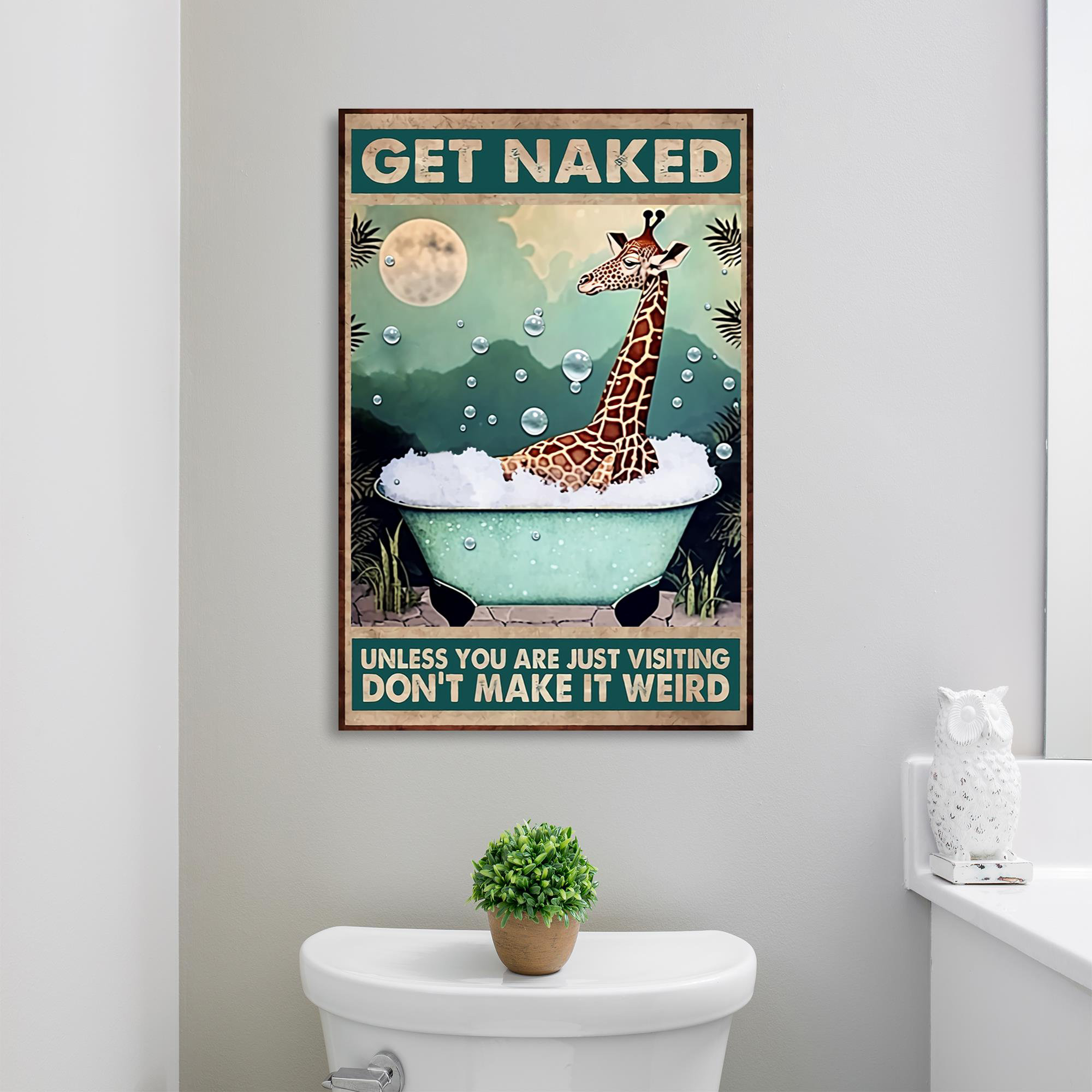 Trinx Giraffe Get Naked 1 1 Piece Rectangle Graphic Ar Giraffe Get Naked 1 On Canvas Wayfair