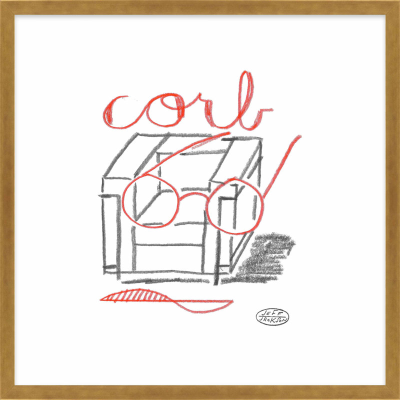 Chairs Corb par Jeff Jackson - impression d'un seul cadre, L 16 po x H 16 po, Papier avec cadre unique doré