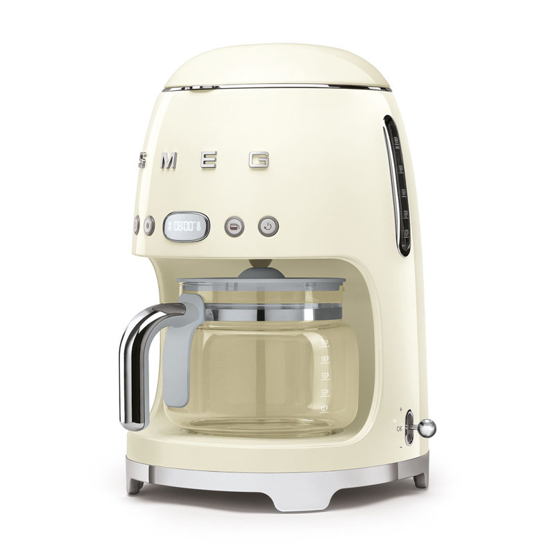 Machine à café goutte à goutte style rétro de 50 tasses avec filtre, Crème