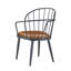 Set of 2 Side Chairs with PU Upholstery and Jet Black Metal Frame, Compact 24.5 Inch Width, Brown