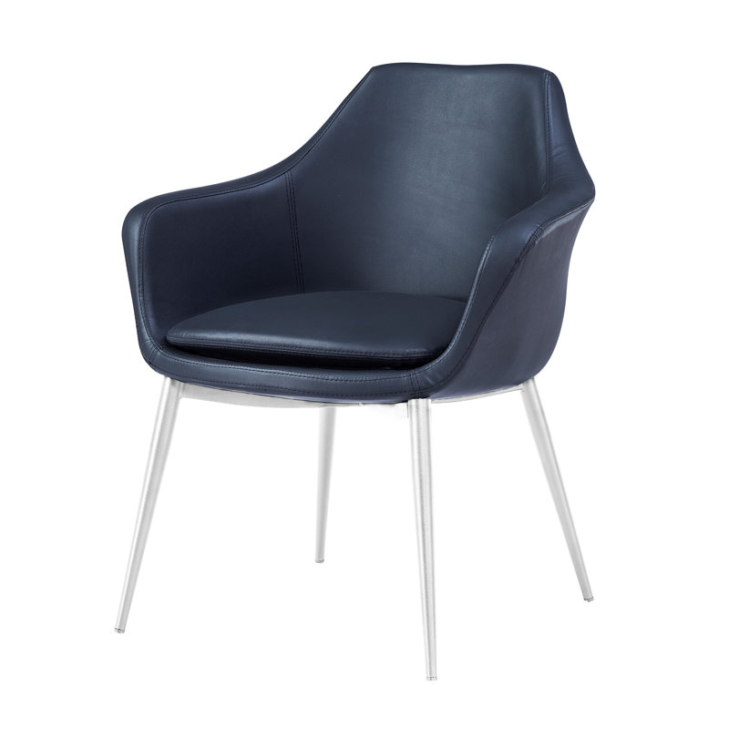 Teegan 19'' H Upholstered Metal Armchair, Black, Stainless Steel