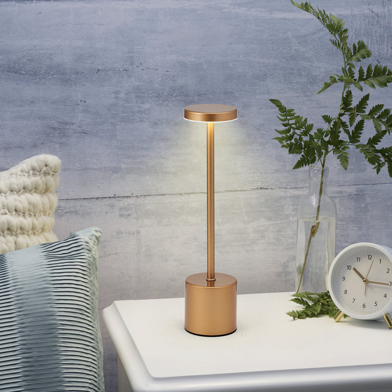 Lampe à DEL rechargeable en métal, 13 po, Gold