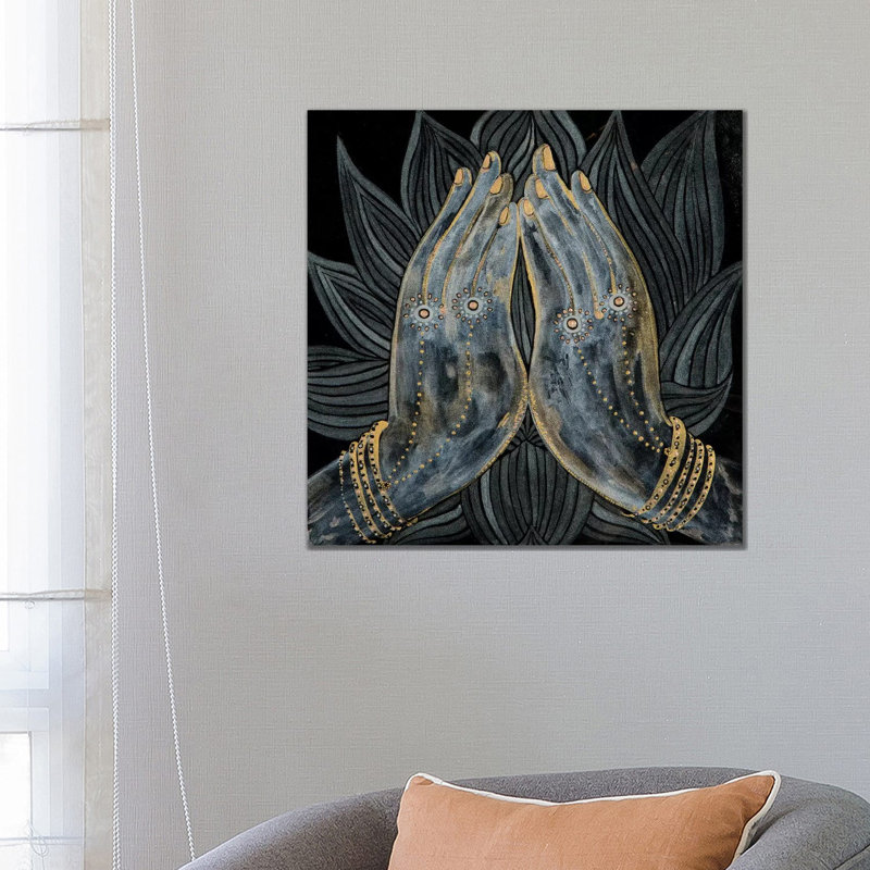 Lotus Prayer by Mishel Schwartz - Wrapped Canvas Painting, 66.04 cm H x 66.04 cm W x 1.91 cm D