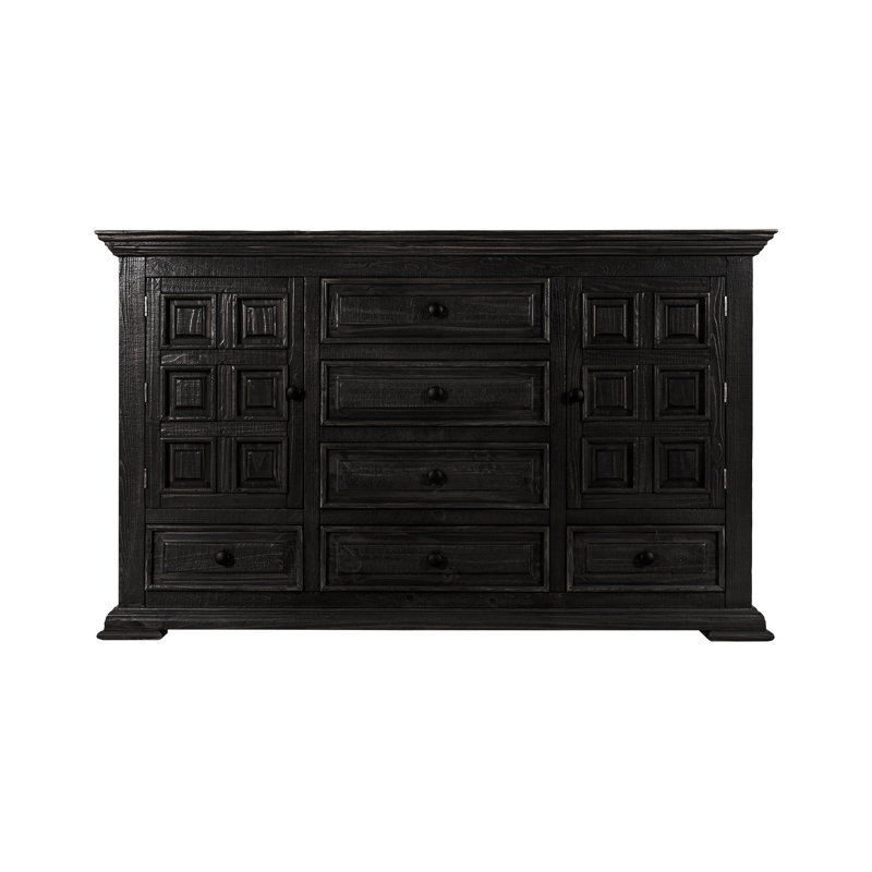 Commode 6 tiroirs et 2 portes, Black