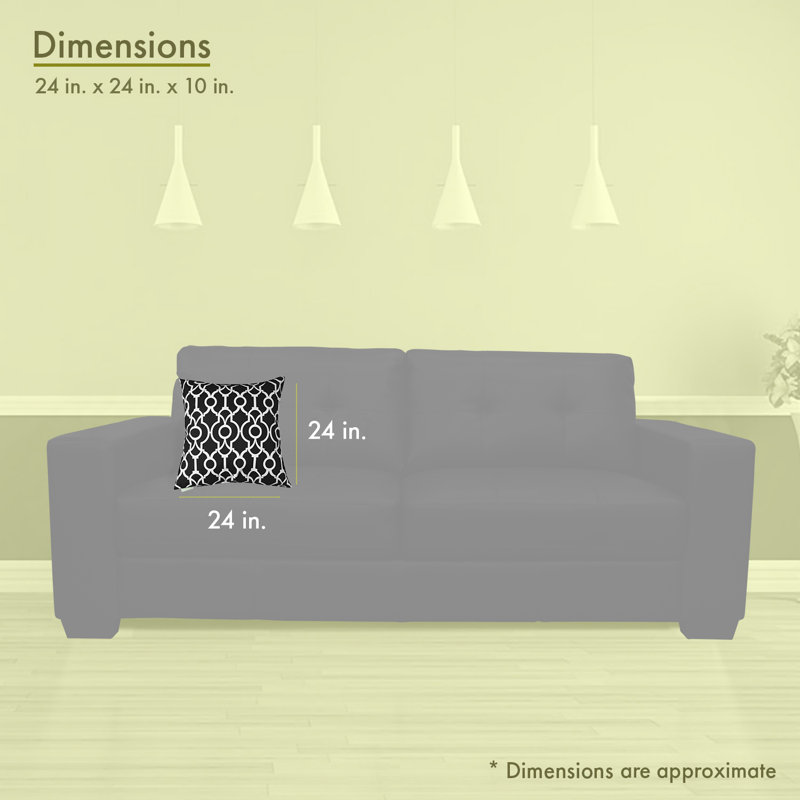 Coussin Athens, H 24 po x l 24 po, Noir