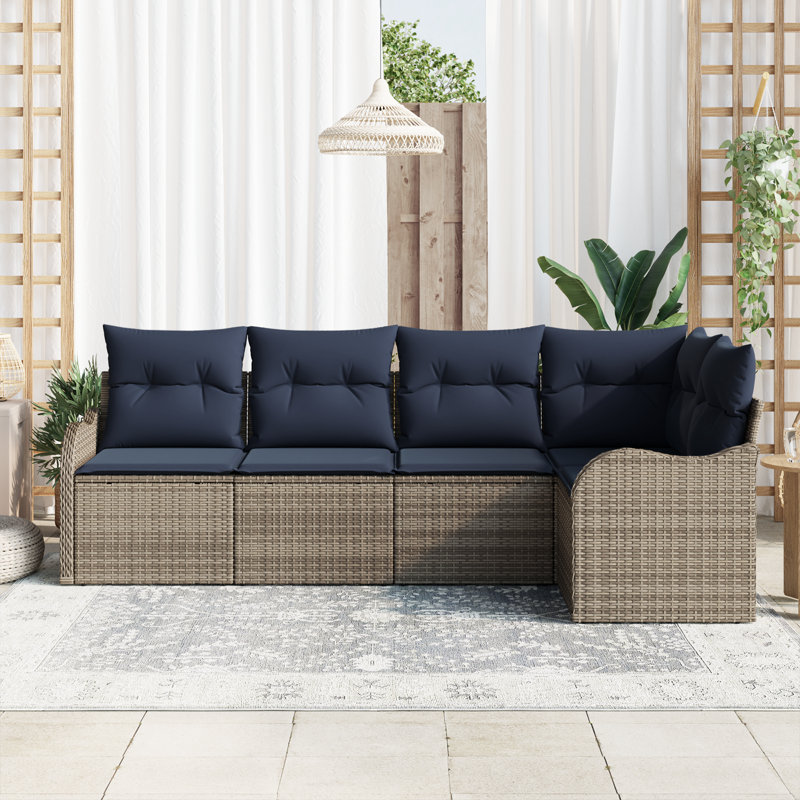 Ensemble de canapé de jardin vidaXL, Structure grise / coussin bleu marine