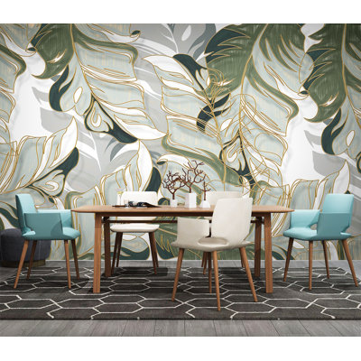 Leaf Abstract Modern Design Removable Wallpaper