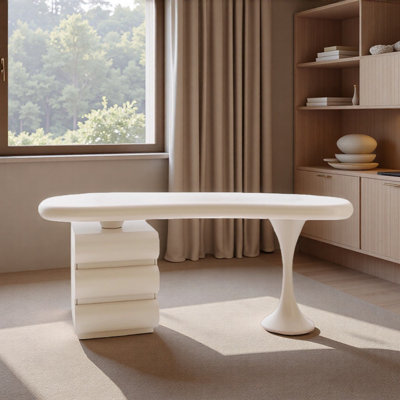 Durable French-style White Storage Computer Desk