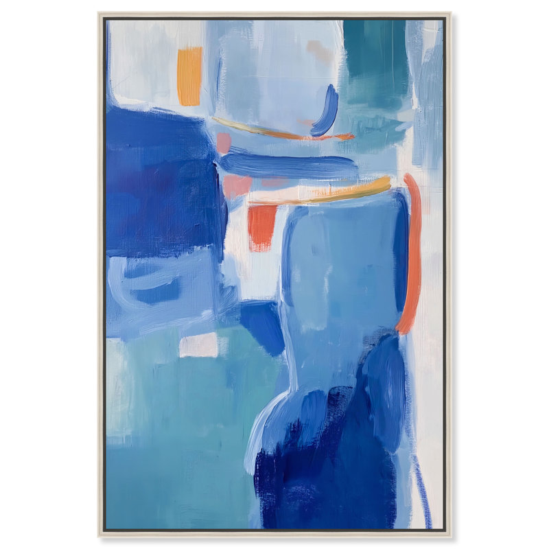 Blue Resonance II Canvas Abstract Print by Oliver Gal, Black Frame, 10 x 15, 16"H x 11"W, Silver Frame