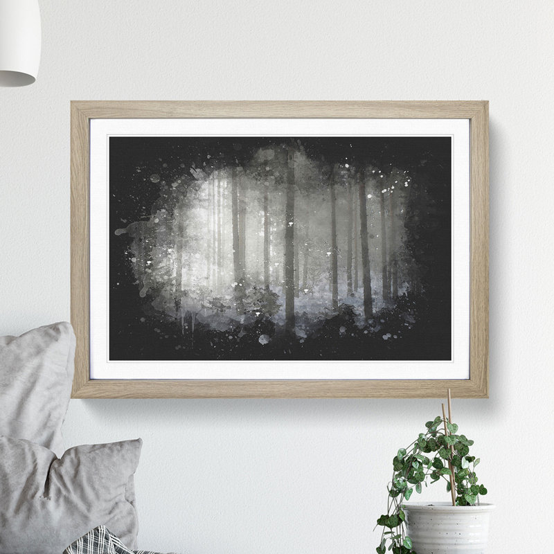 Winter Forest Vol.8 Paint Splash - Picture Frame Graphic Art, 36cm H x 48cm W x 2cm D, Oak