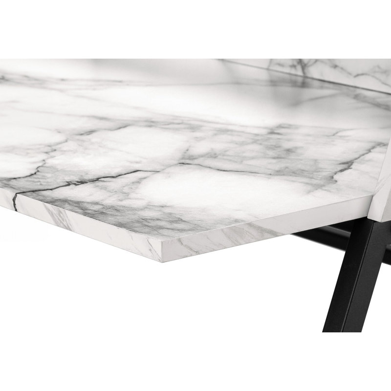 Bureau à domicile Neni, stratifié pierre 47 po, tablette, H 39,25 po x l 47,25 po x P 23,75 po, Noir, Marbre blanc